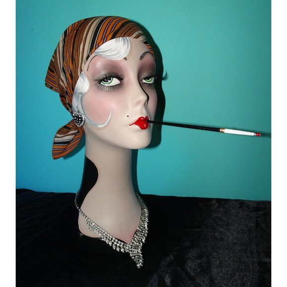 Vintage Tan Purple & Black Striped Scarf - Picture 5 of 10